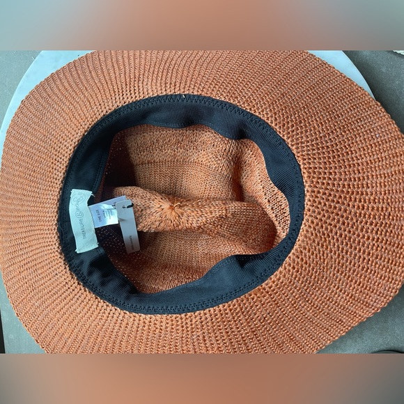 TREASURE & BOND Wide Brim Braided Sun Hat Dark Orange NWT - Picture 2 of 3